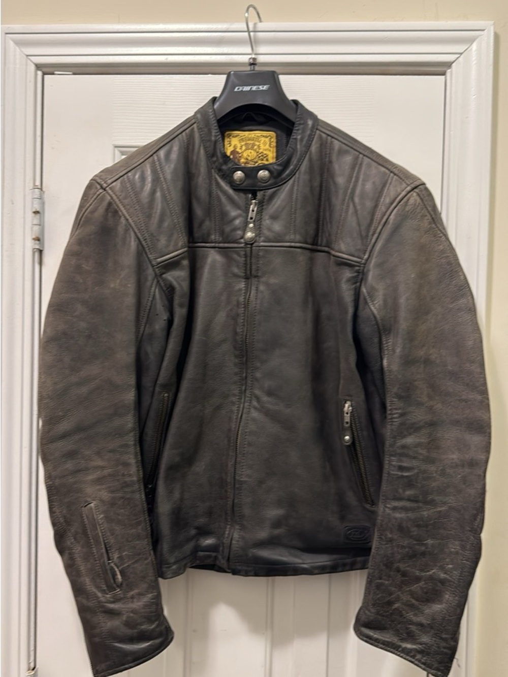Men's Black Leather Motorcycle Jacket by Roland Sands Design